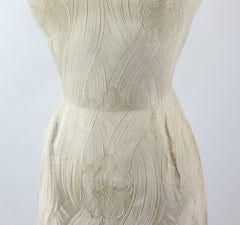Vintage 60s Royal Lynne Gold Silk Evening Gown Sheath Dress S - Bombshell Bettys Vintage