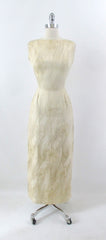 Vintage 60s Royal Lynne Gold Silk Evening Gown Sheath Dress S - Bombshell Bettys Vintage