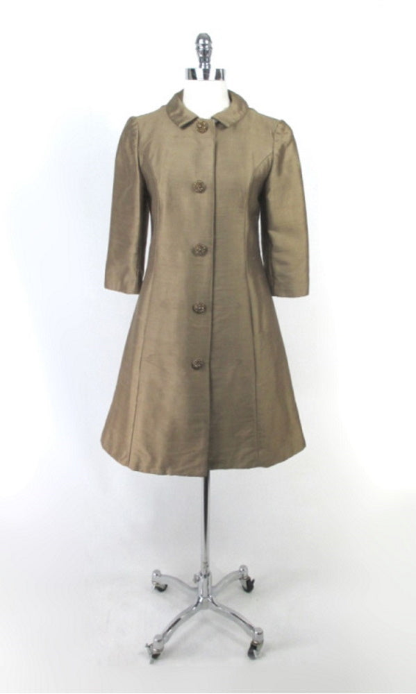 Vintage 60's Joseph Magnin Gold Dupioni Silk Evening Jacket Coat S 10 - Bombshell Bettys Vintage