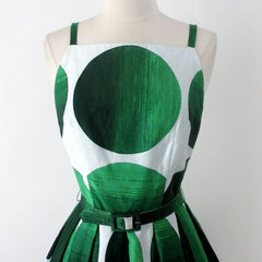 Vintage 60s 50s Green Sphere / Circle Full Skirt Sundress Dress S