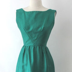 Vintage 60s Green Silk Party Dress S