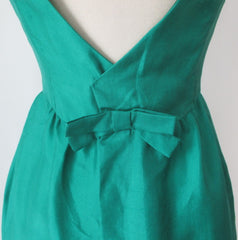 Vintage 60s Green Silk Party Dress S