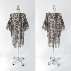 Vintage 60s MOD Leopard Tunic Lounge Dress Cover Up • One Size