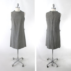 Vintage 60s Houndstooth A Line Jumper Dress M