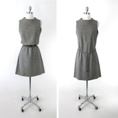 Vintage 60s Houndstooth A Line Jumper Dress M