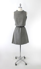 Vintage 60s Houndstooth A Line Jumper Dress M