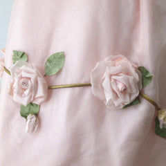Vintage 60s 3D Pink Roses Full Skirt Party Dress S