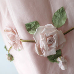 Vintage 60s 3D Pink Roses Full Skirt Party Dress S
