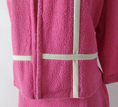Vintage 60s White Bow Pink Suit Set XL - Bombshell Bettys Vintage