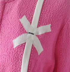 Vintage 60s White Bow Pink Suit Set XL - Bombshell Bettys Vintage