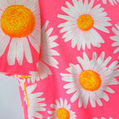 Vintage 60s Wrap-Arounder Pink Daisy MOD Dress M
