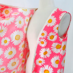 Vintage 60s Wrap-Arounder Pink Daisy MOD Dress M