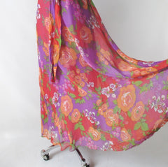 Vintage 70s Rose Garden Chiffon Maxi Party Dress XS - Bombshell Bettys Vintage