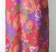 Vintage 70s Rose Garden Chiffon Maxi Party Dress XS - Bombshell Bettys Vintage