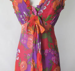 Vintage 70s Rose Garden Chiffon Maxi Party Dress XS - Bombshell Bettys Vintage