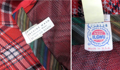 vintage 70s red plaid maxi skirt matching belt tags