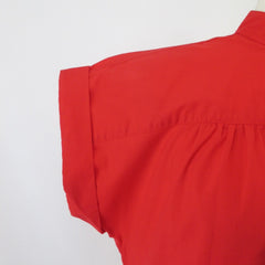 Vintage 70s 80s Half Button Red Top Blouse M