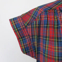 Vintage 70s 80s Half Button Plaid Top Blouse M