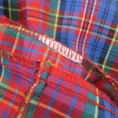 Vintage 70s 80s Half Button Plaid Top Blouse M