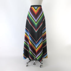 Vintage 70s Rainbow Chevron Striped Maxi Skirt 2X