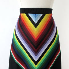 Vintage 70s Rainbow Chevron Striped Maxi Skirt 2X