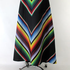 Vintage 70s Rainbow Chevron Striped Maxi Skirt 2X