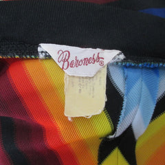 Vintage 70s Rainbow Chevron Striped Maxi Skirt 2X