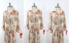 Vintage 70s Landscape Novelty Print Shirt Dress • New Vintage • L