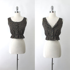 Vintage 70s Victorian Style Corset Cover Prairie Top XS