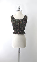 Vintage 70s Victorian Style Corset Cover Prairie Top XS