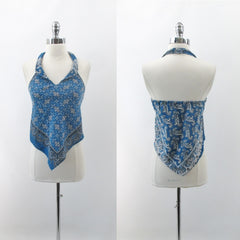 Vintage 70s Bohemian Bandanna Style Halter Top XS