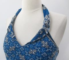 Vintage 70s Bohemian Bandanna Style Halter Top XS
