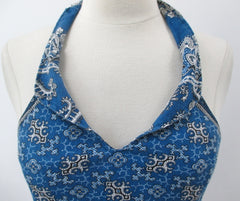 Vintage 70s Bohemian Bandanna Style Halter Top XS