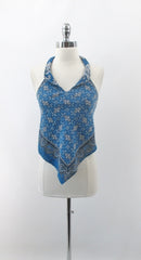 Vintage 70s Bohemian Bandanna Style Halter Top XS