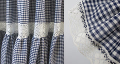 Vintage 70's Blue Gingham Ruffled Bare Shoulder Prairie Dress / Gown M