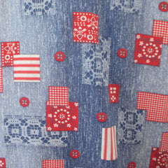 Mens Vintage 70s Lee Chambray Patchwork Pearl Snap Western Shirt L