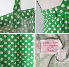 Vintage 70s Green White Polka Dot Wrap Maxi Dress XS - Bombshell Bettys Vintage