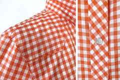 Vintage 70s Women's Red White Gingham Plaid Western Shirt S