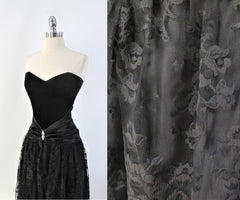Vintage 80s Scott Mc Clintock Strapless Black Party Dress S
