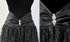 Vintage 80s Scott Mc Clintock Strapless Black Party Dress S