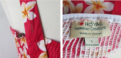 Vintage 80s 50s Style Royal Hawaiian Pink Plumeria Fit & Flare Dress S - Bombshell Bettys Vintage