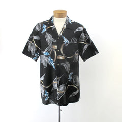 Vintage 80s Hawaii Blues Black Hawaiian Shirt L