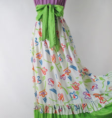 Vintage 80's Tori Richard Bright Hawaiian Floral Maxi Sundress Dress S - Bombshell Bettys Vintage