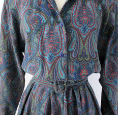 Vintage 80s Full Swing Skirt Tea Length Day Dress Plus 1X 18