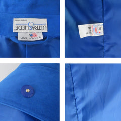 vintage 80s blue ultra suede trench coat jacket medium tags
