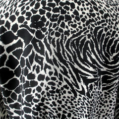 vintage black white 80s leopard zebra print bluse top leahter shoulders glam rocker secretary bombshell bettys vintage print