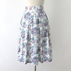 Vintage 80s 90's Rose Garden Midi Skirt M L