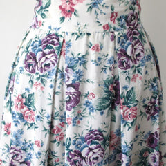 Vintage 80s 90's Rose Garden Midi Skirt M L
