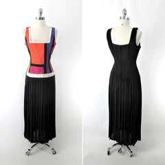 • Vintage 90s Cache Colorblock Ultrasuede Dress L