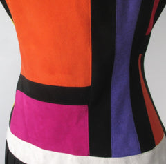 • Vintage 90s Cache Colorblock Ultrasuede Dress L